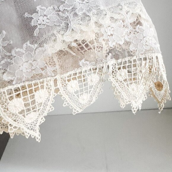 Vintage Lorrie Kabala Grey White Lace Overlay Maxi Skirt S - Picture 7 of 9